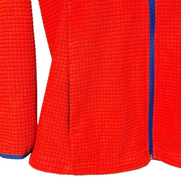 LANDS’ END Breathable Grid Fleece Full-Zip Orange Blue Jacket Size Medium - Picture 7 of 12